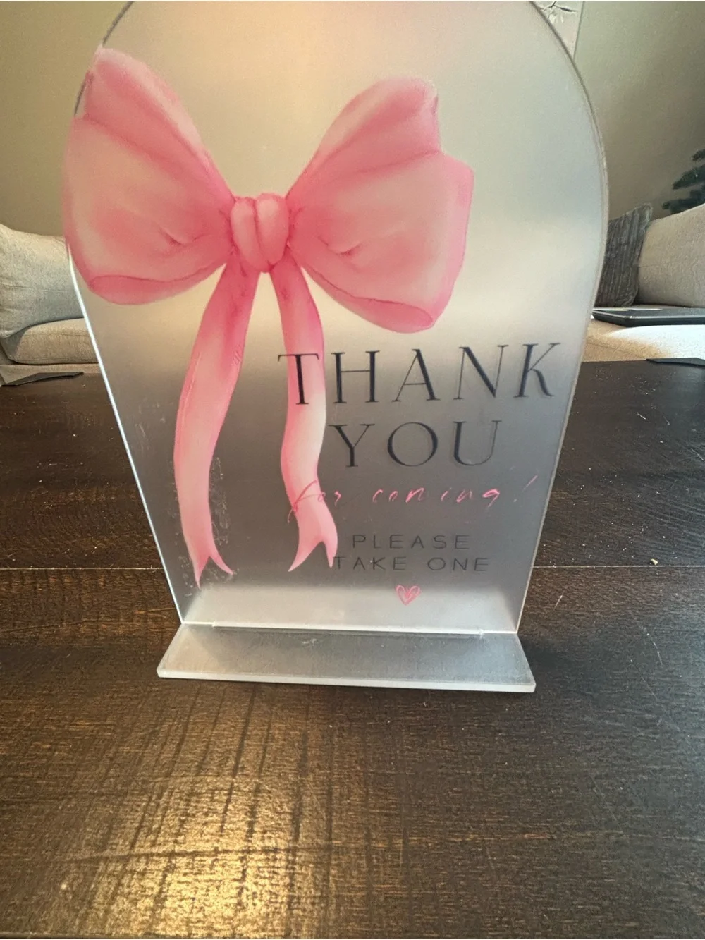 Pink Bow Thank You & Advice Card Set - Elegant Party Signage